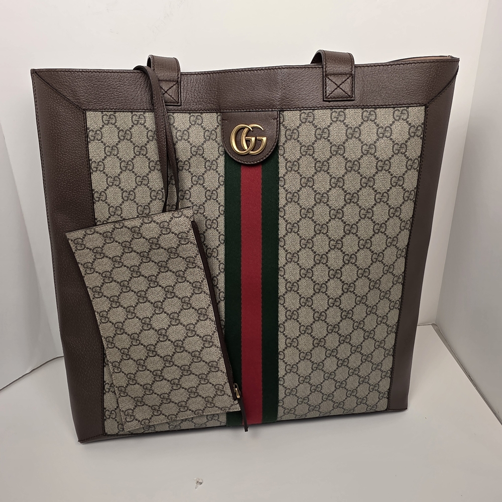 Gucci GG Supreme Canvas Tote with Web Stripe